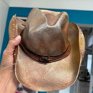 Vintage Metallic Cowboy Hat with Studded Details